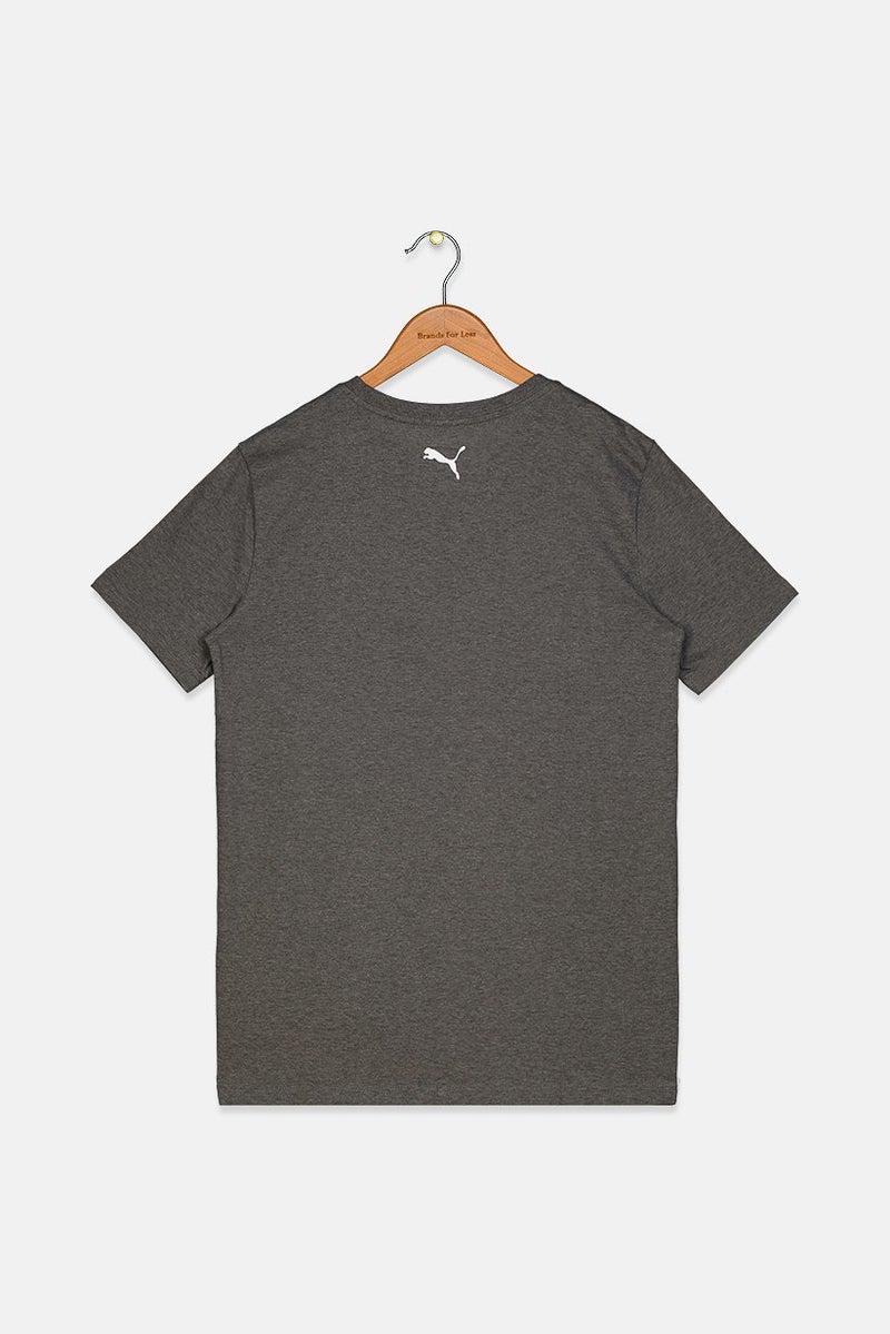 PUMA Kids Boy Round Neck Short Sleeves Brand Logo Print T-shirt, Grey  - Image 2