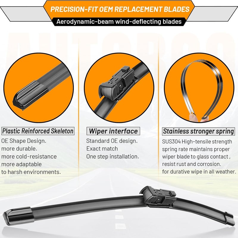 AUTOBOO 28"+18" Windshield Wipers Replacement for Tesla Model S 2012-2020 -Original Factory Quality (Pack of 2) - Image 4