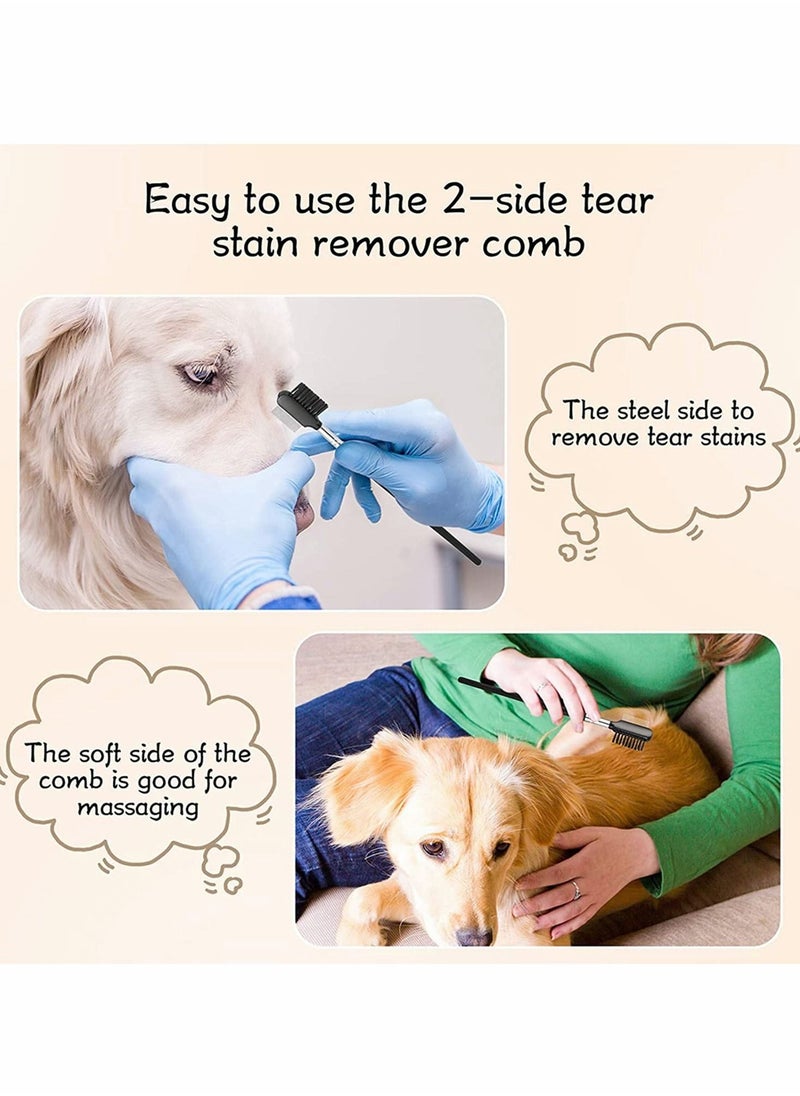 KASTWAVE - Tear Stain Remover Comb 7 Pcs Double-Sided Dog Eye Comb Brush Dog Flea Combs Double Head Grooming Comb for Pet Cat Dogs Removing Eye Crust and Mucus - Image 1