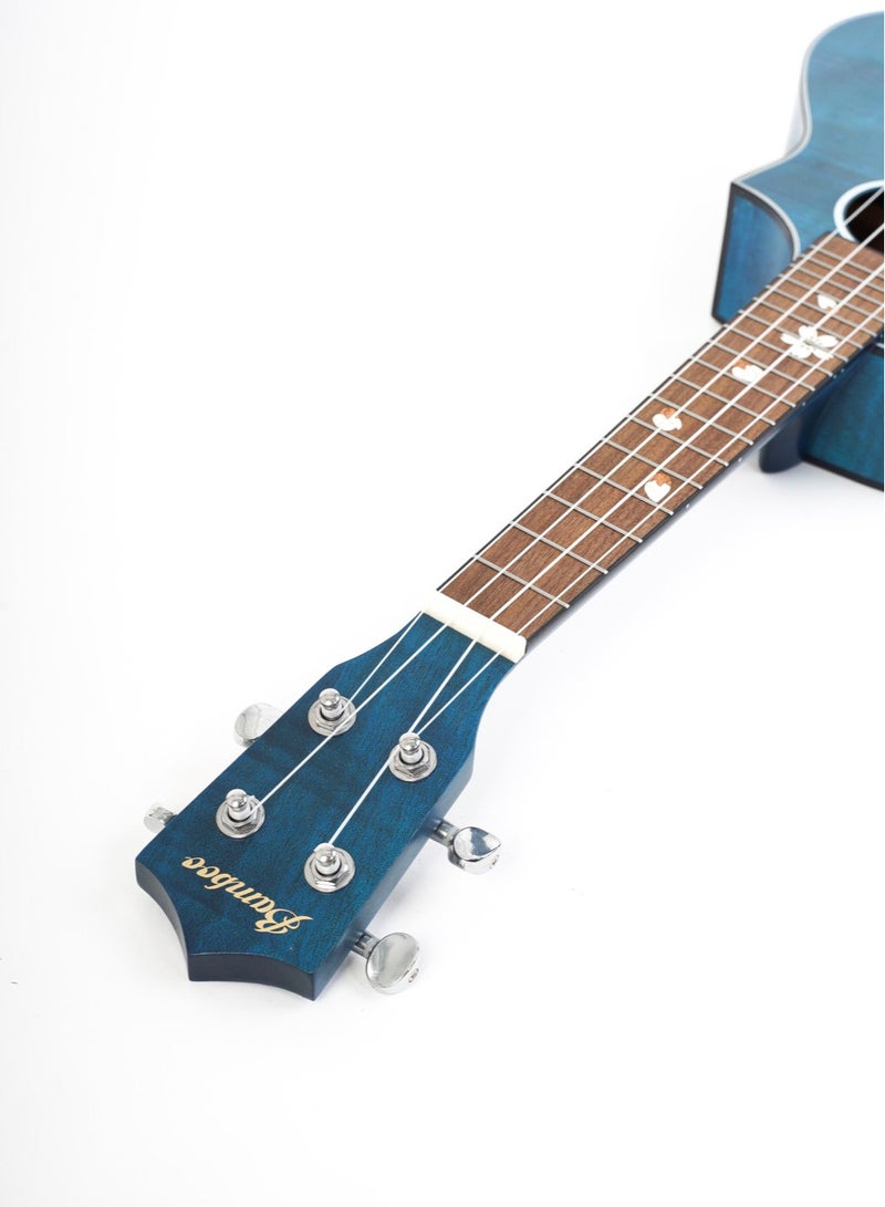 Bamboo Concert Ukulele U-23-BLOSSOM-BL 23" – Blue Finish, with Gig Bag - Image 4