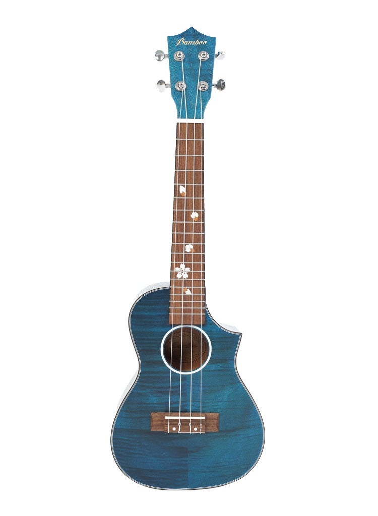 Bamboo Concert Ukulele U-23-BLOSSOM-BL 23" – Blue Finish, with Gig Bag - Image 1
