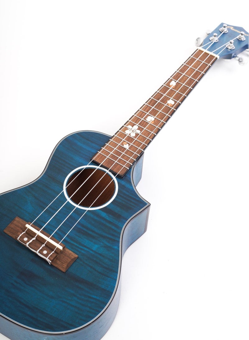 Bamboo Concert Ukulele U-23-BLOSSOM-BL 23" – Blue Finish, with Gig Bag - Image 2