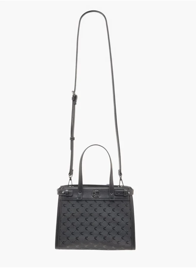 ميسي Women Missy Monogram Textured Tote Bag with Detachable Strap and Handles Ramadan Collection