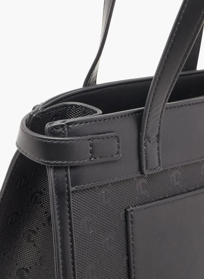 MISSY Women Missy Monogram Textured Tote Bag with Detachable Strap and Handles