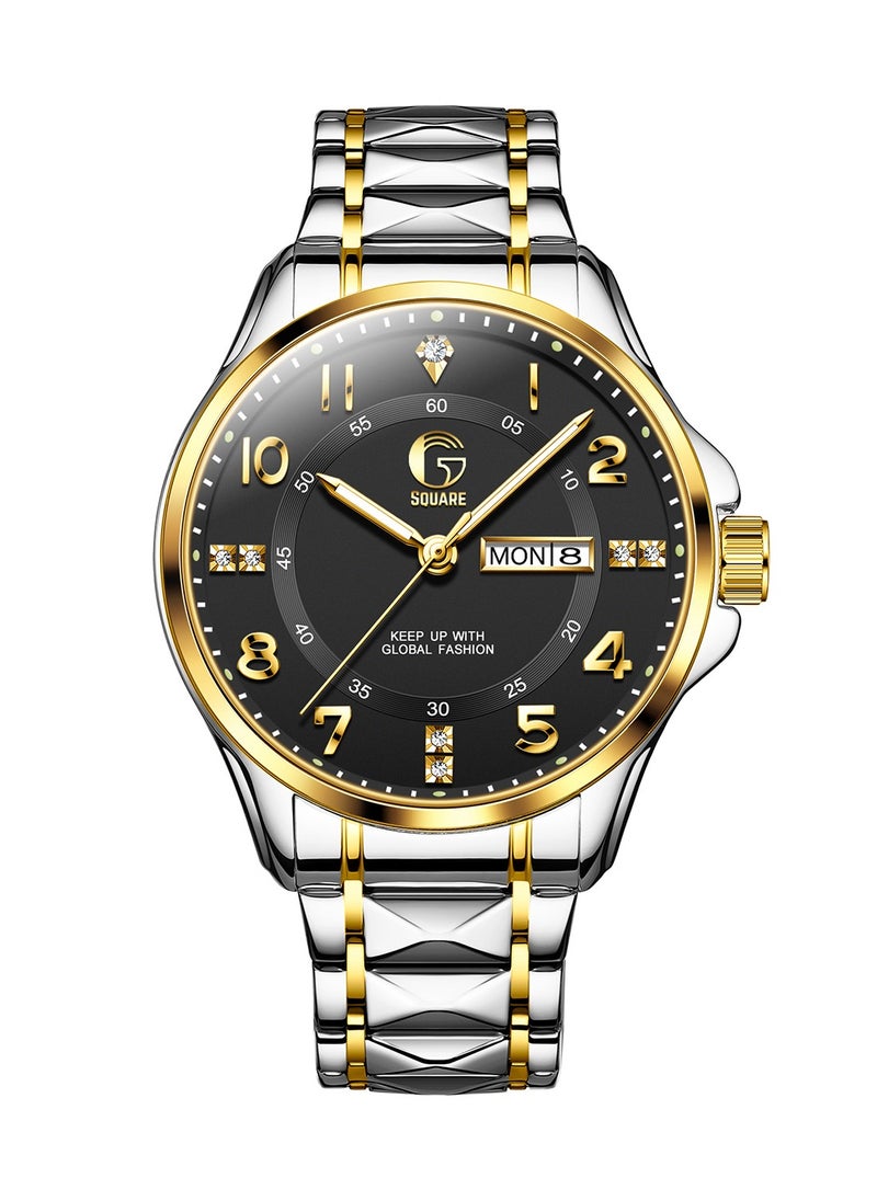 Gsquare Men's Analog Quartz Black Dial Stainless Steel Watch-2910  - Image 1
