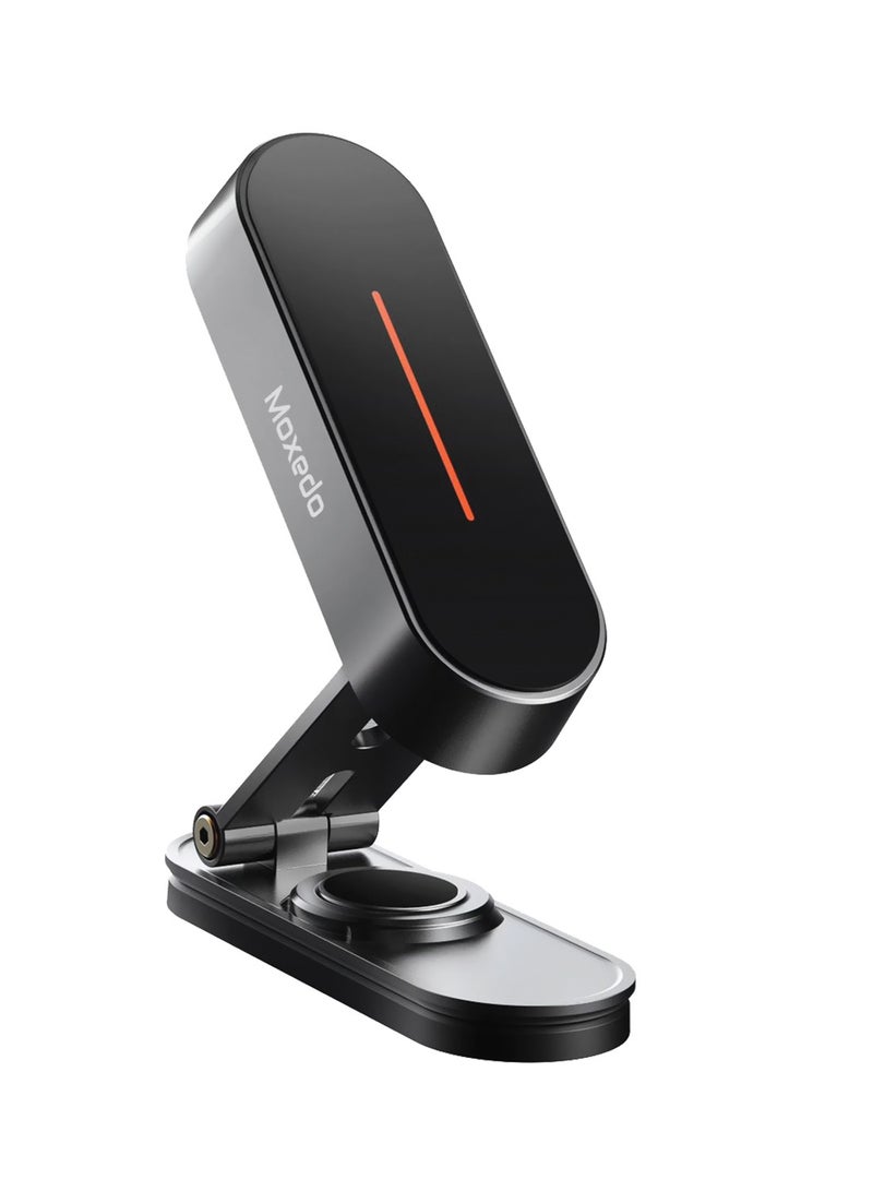 Moxedo Magnetic Car Phone Holder Foldable Adjustable One-Handed Operation Aluminum Alloy 360° Rotation with Metal Plate for All Smartphone - Image 1
