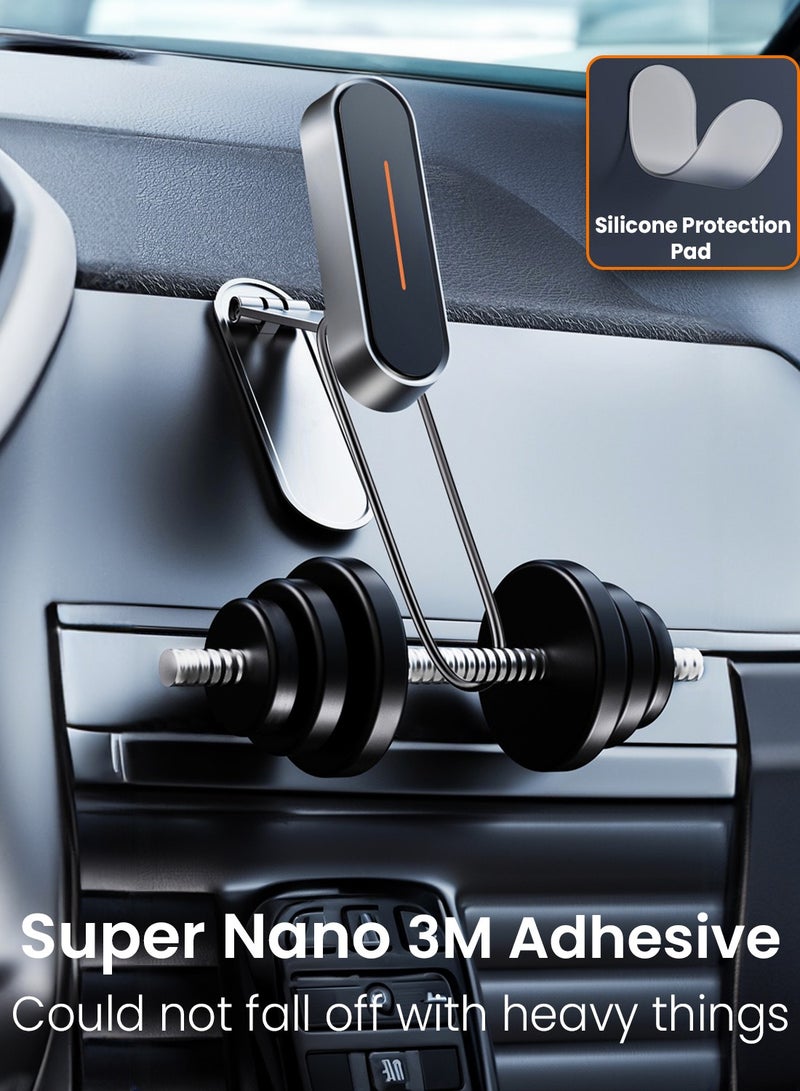Moxedo Magnetic Car Phone Holder Foldable Adjustable One-Handed Operation Aluminum Alloy 360° Rotation with Metal Plate for All Smartphone - Image 5