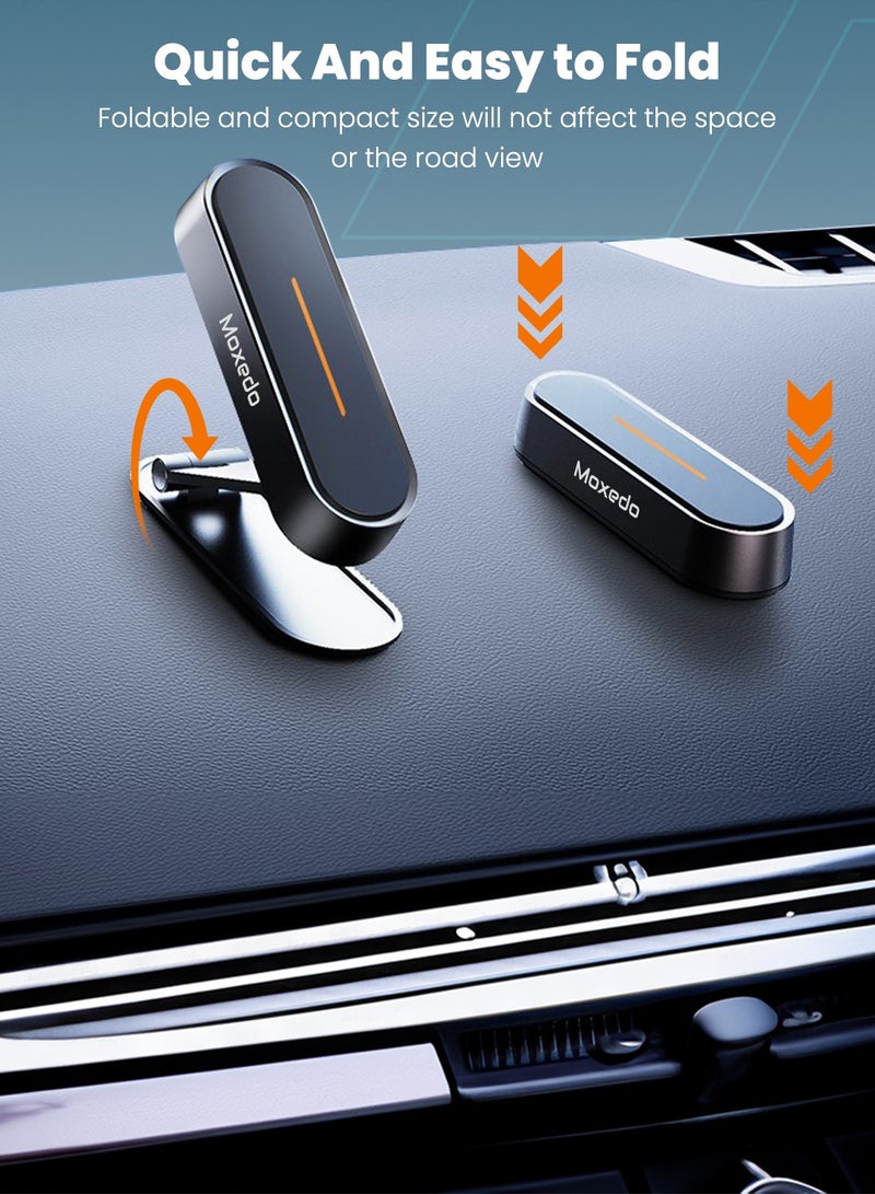 Moxedo Magnetic Car Phone Holder Foldable Adjustable One-Handed Operation Aluminum Alloy 360° Rotation with Metal Plate for All Smartphone - Image 3
