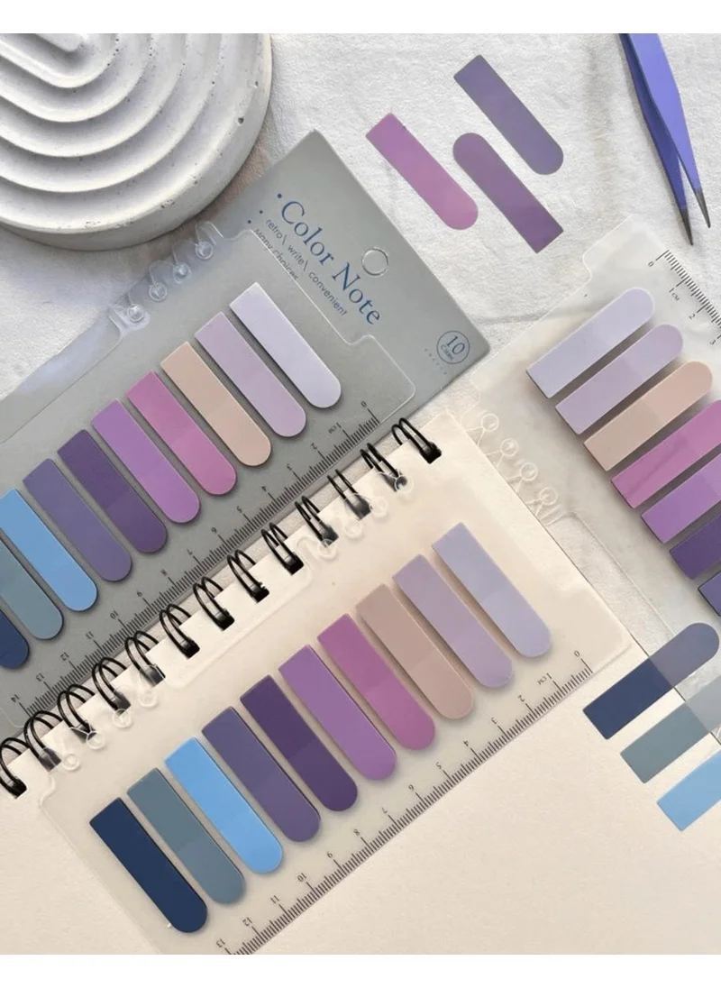 Kağıt Gemi Dükkan Paper Ship Shop 10 Colored Ruler Purple and Blue Shades Oval Transparent Pet Index / Index Sticker / Sticky Note