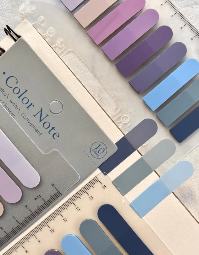 Kağıt Gemi Dükkan Paper Ship Shop 10 Colored Ruler Purple and Blue Shades Oval Transparent Pet Index / Index Sticker / Sticky Note