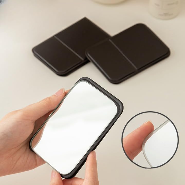 Eletree Foldable Travel Mirror, Portable Pocket Makeup Mirror with Stand, Compact Handheld Vanity Mirror for Purse, Desk & Travel Use (7x11cm) (Black) - Image 5