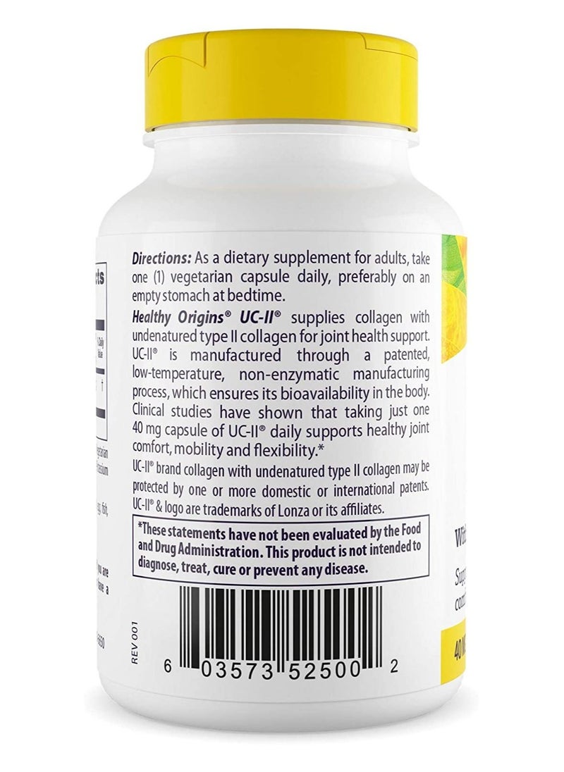 Healthy Origins UC-II With Undenatured Type II Collagen, Supports Healthy Joint Comfort and Function 40mg Dietary Supplement - 60 Veggie Caps  - Image 3