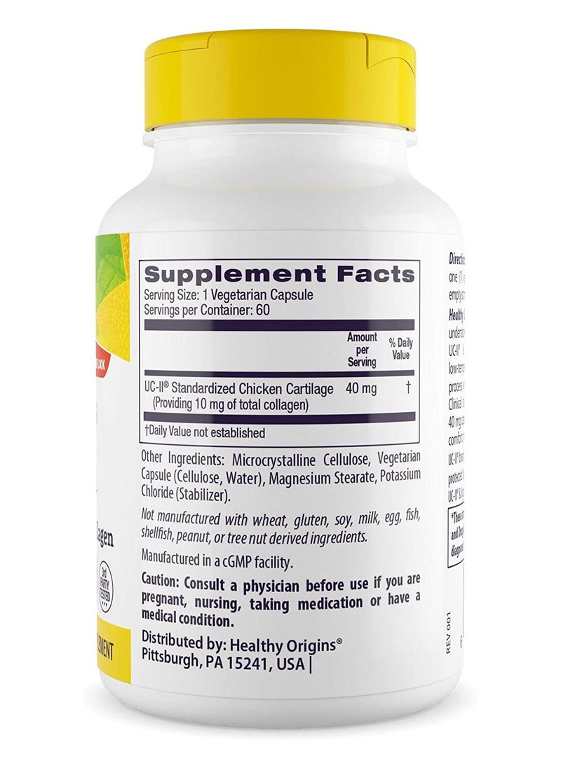 Healthy Origins UC-II With Undenatured Type II Collagen, Supports Healthy Joint Comfort and Function 40mg Dietary Supplement - 60 Veggie Caps  - Image 2