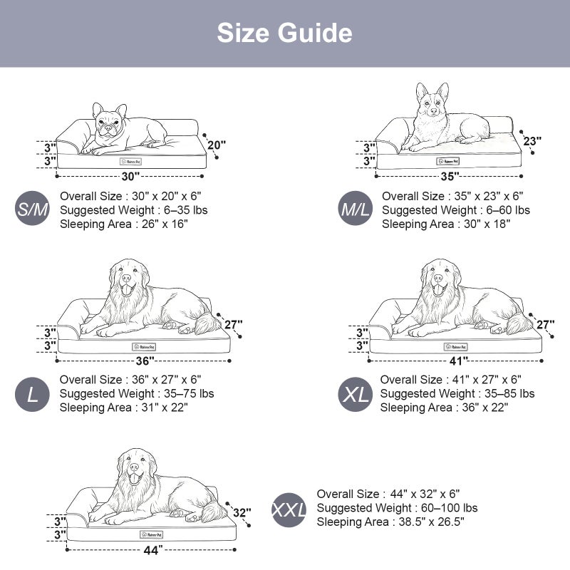 Rainmr Orthopedic Dog Bed Medium Size Dog, Memory Foam Dogs Bed for Medium Dogs, Washable Removable Cover, Nonskid Bottom, Waterproof, for Indoor, Outdoor, Crate ï¼† Car Use, 35x23x6 Inches, Light Grey - Image 2