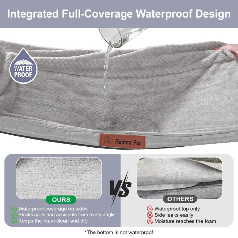 Rainmr Orthopedic Dog Bed Medium Size Dog, Memory Foam Dogs Bed for Medium Dogs, Washable Removable Cover, Nonskid Bottom, Waterproof, for Indoor, Outdoor, Crate ï¼† Car Use, 35x23x6 Inches, Light Grey - Image 4