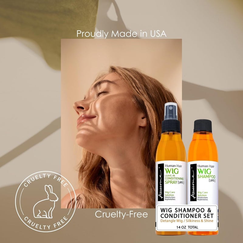 Awesome Human Hair Wig Care Set, Premium Shampoo & Leave in Conditioner, Detangles, Promotes Body & Volume, Silkiness & Shine, Easy Combing, 7 fl oz - Image 3