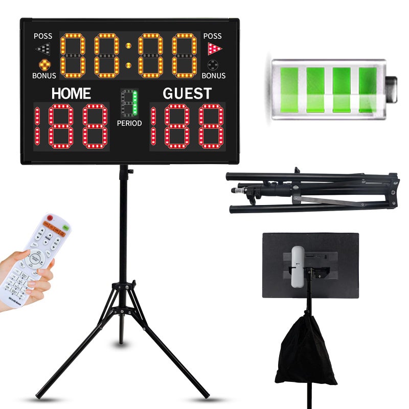 LUCKY TIME Electronic Basketball Scoreboard with Buzzer Digital Scoreboard with RemotePortable Score Keeper Battery Powered Score Board for Sports Games