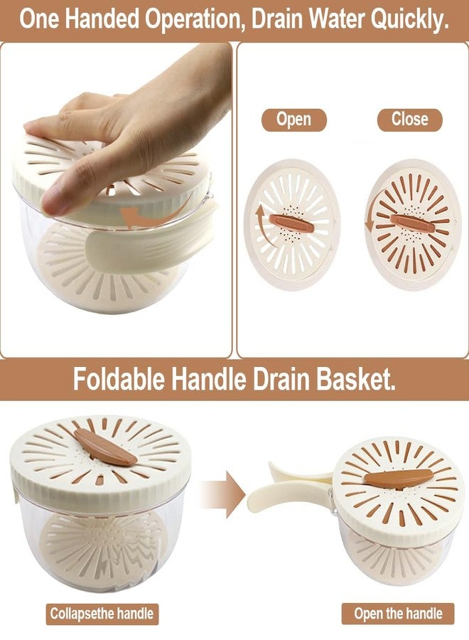 Abnaok Multifunctional Fruit Washing Bowl,2 in 1 Drainer and Strainer,Foldable Handle Drain Basket with Lid,Kitchen Colanders & Food Strainers, Suitable for Washing Fruits and Vegetables - Image 5