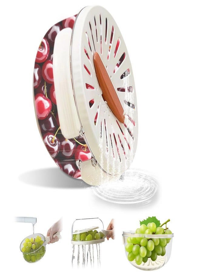 Abnaok Multifunctional Fruit Washing Bowl,2 in 1 Drainer and Strainer,Foldable Handle Drain Basket with Lid,Kitchen Colanders & Food Strainers, Suitable for Washing Fruits and Vegetables - Image 1