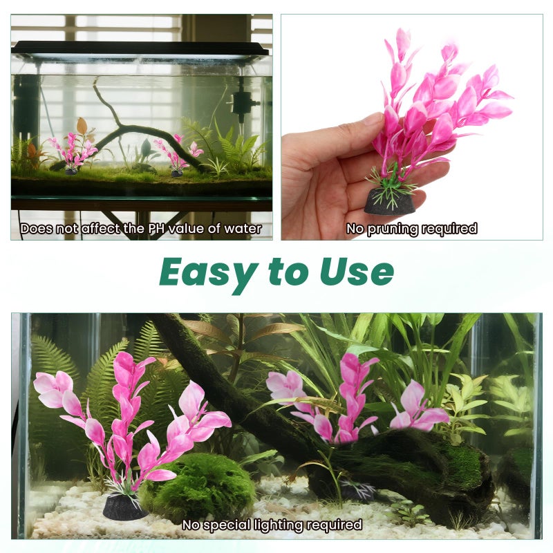 Eldraqth 2 Pcs 4 Inch Small Aquarium Plants for Betta Fish Tank, Fish Tank Decorations Aquatic Water Grass Plastic Artificial Plant Reptiles Plants - Image 4