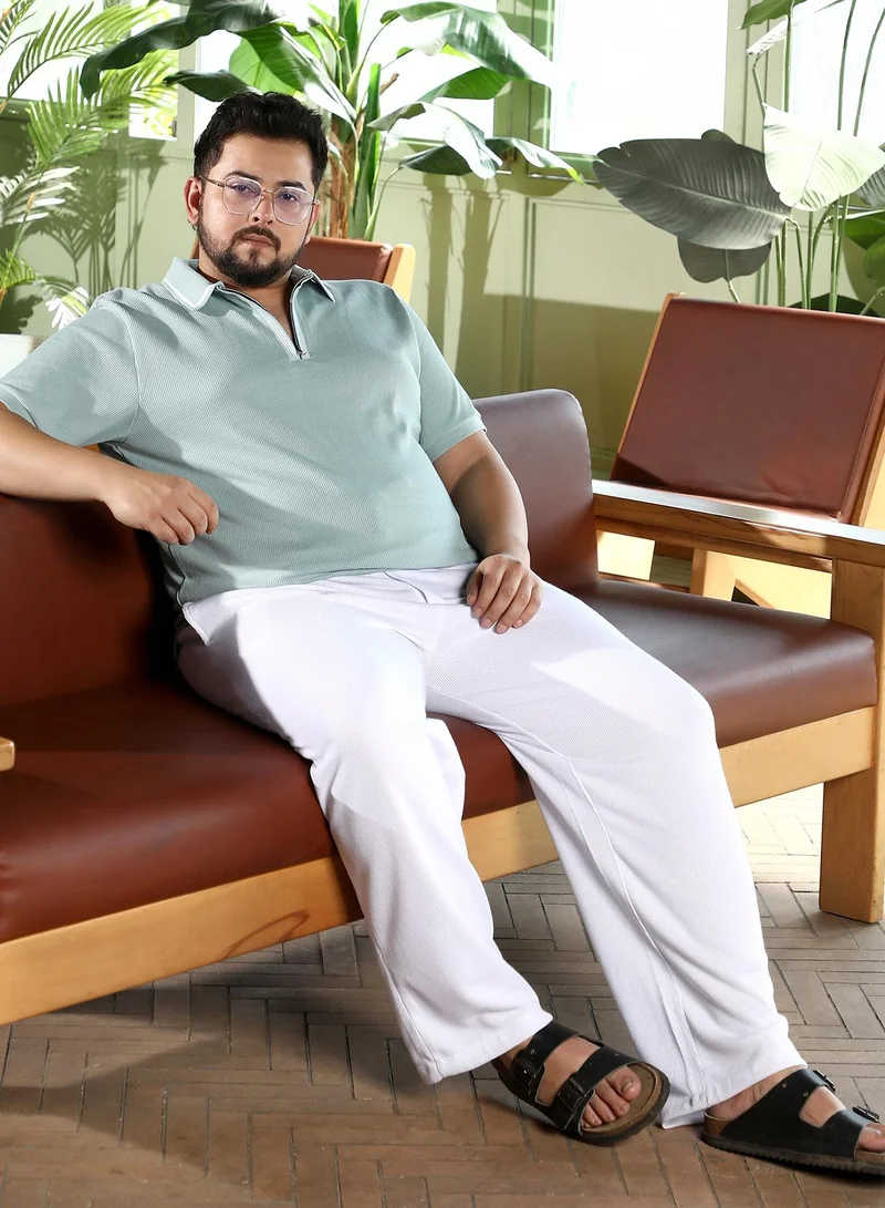 Instafab Plus  Men's Mint Green Micro-Waffle Polo T-Shirt for Men | Best Price UAE