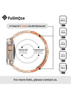 Fullmosa Fullmosa Compatible Apple Watch Bands 49mm 45mm 44mm 42mm 41mm 40mm 38mm, Stainless Steel iWatch Band with Case Metal Strap for Apple Watch Series Ultra Ultra 2 8 7 6 5 4 3 2 1 SE,49mm Rose Gold  - Image 4