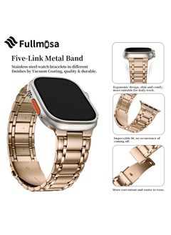 Fullmosa Fullmosa Compatible Apple Watch Bands 49mm 45mm 44mm 42mm 41mm 40mm 38mm, Stainless Steel iWatch Band with Case Metal Strap for Apple Watch Series Ultra Ultra 2 8 7 6 5 4 3 2 1 SE,49mm Rose Gold  - Image 5
