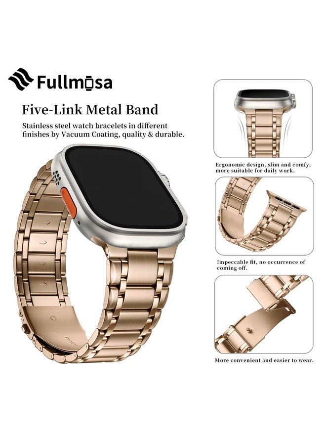 فولموزا سوار ساعة آبل المتوافق من فولموسا 49 مم 45 مم 44 مم 42 مم 41 مم 40 مم 38 مم، سوار ساعة آبل من الفولاذ المقاوم للصدأ مع حافظة معدنية لسلسلة ساعات آبل ألترا ألترا 2 8 7 6 5 4 3 2 1 SE، 49 مم ذهبي وردي - Image 5