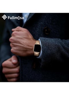 Fullmosa Fullmosa Compatible Apple Watch Bands 49mm 45mm 44mm 42mm 41mm 40mm 38mm, Stainless Steel iWatch Band with Case Metal Strap for Apple Watch Series Ultra Ultra 2 8 7 6 5 4 3 2 1 SE,49mm Rose Gold  - Image 2