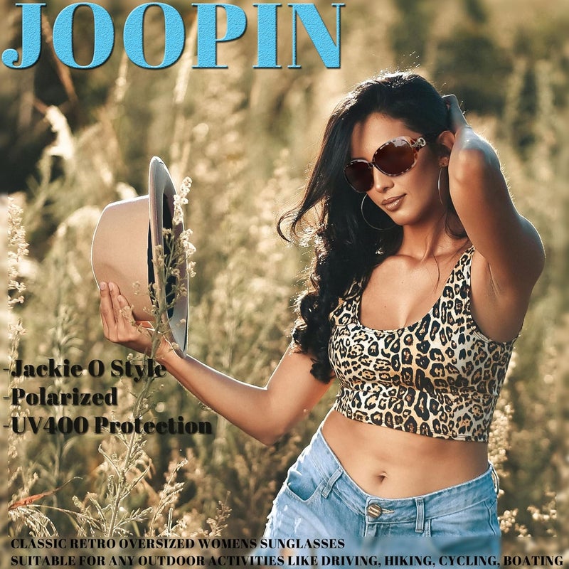 Joopin Big Womens Sunglasses Polarized Trendy Sun Glasses Large Rectangle UV Protection Rhinestone Sunnies - Image 2
