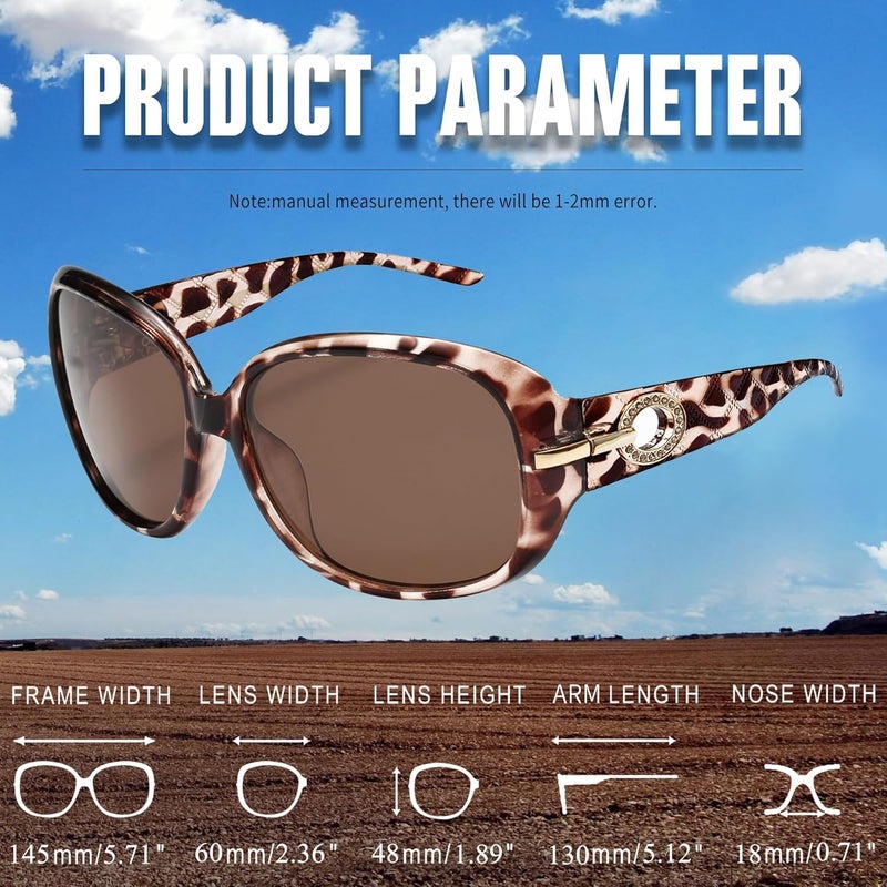 Joopin Big Womens Sunglasses Polarized Trendy Sun Glasses Large Rectangle UV Protection Rhinestone Sunnies - Image 4