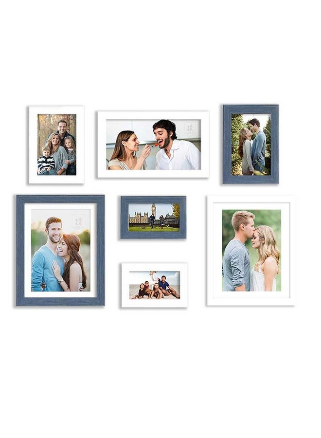 Art Street Set of 7 White & Blue Wall Photo Frame for Home Decor, Picture Frame for Living Room Wall Decoration Mix Size (White & Blue, 4x6, 5 x7, 8x10 Inchs) - Image 3