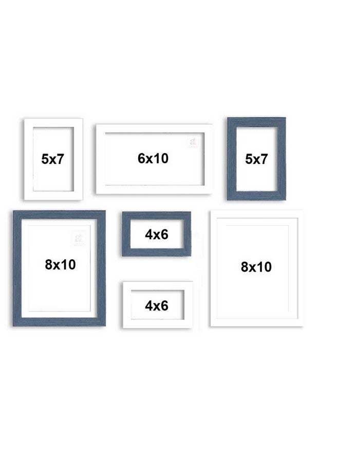 Art Street Set of 7 White & Blue Wall Photo Frame for Home Decor, Picture Frame for Living Room Wall Decoration Mix Size (White & Blue, 4x6, 5 x7, 8x10 Inchs) - Image 2