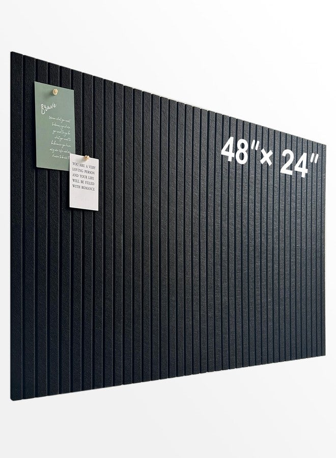 AkuDecor Large Cork Board for Office, 8 Pack Felt Wall Tiles with Slat Wall Paneling and Safe Removable Adhesive Tabs, Felt Bulletin Board Pin Board Cork Boards for Walls (Black) - Image 1