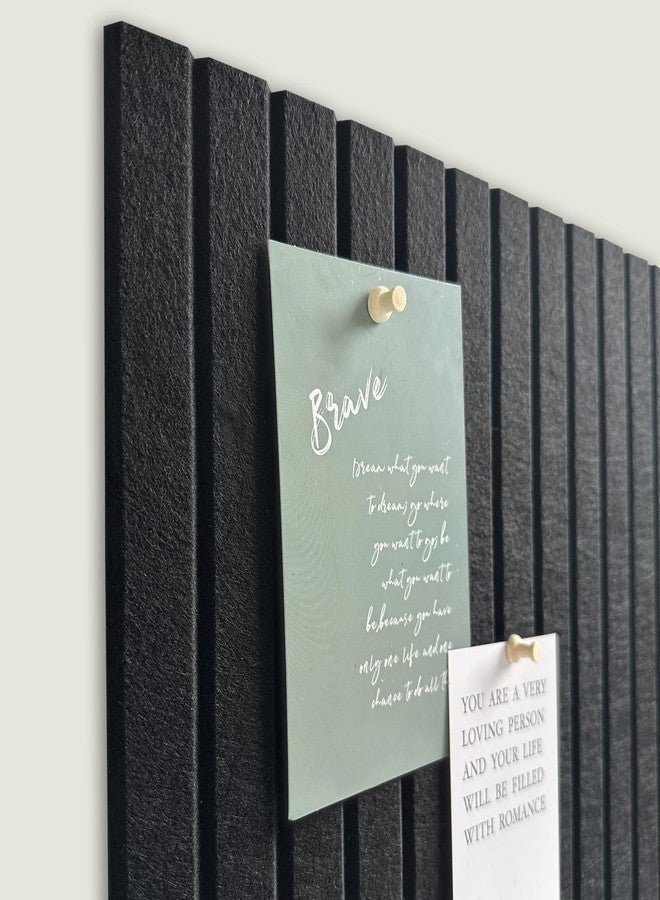 AkuDecor Large Cork Board for Office, 8 Pack Felt Wall Tiles with Slat Wall Paneling and Safe Removable Adhesive Tabs, Felt Bulletin Board Pin Board Cork Boards for Walls (Black) - Image 3