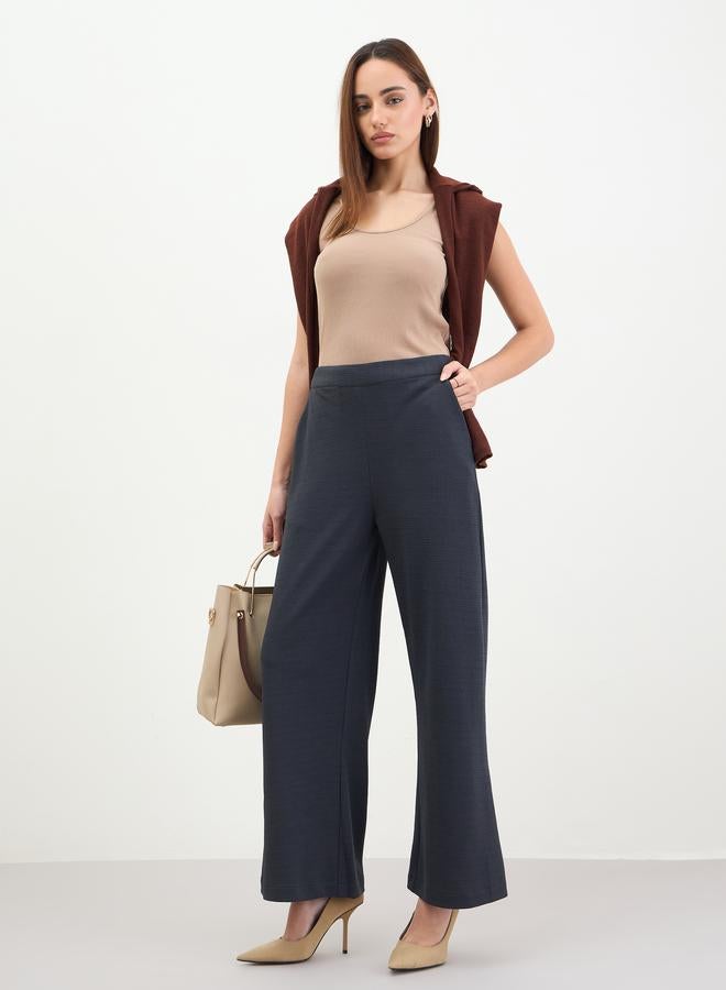 Styli Women Navy Blue Wide Leg Trousers - Image 1