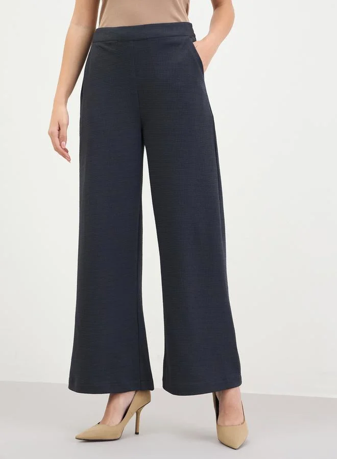 Styli Women Navy Blue Wide Leg Trousers