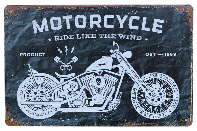 SUMIK Retro Countryside Metal Tin Sign Ride Like The Wind Motorcycle 1869 Art Poster Vintage Plaque Garage Home Wall Decor