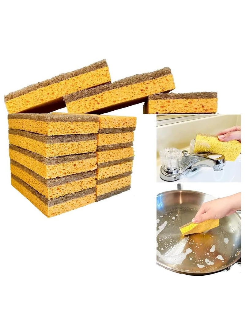 Natural Kitchen Sponges, Plant-Based Biodegradable  Dish Sponge, Eco Friendly Sponges for Dishes, Non-Scratch Scouring Pad for Kitchen Countertops, Bathtubs, Tiles, and More (10 Pack) - Image 1