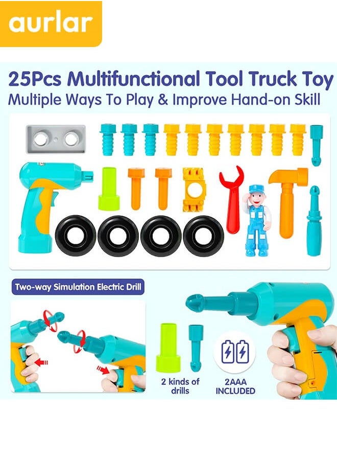 Aurlar - Safe and Fun Multifunctional Tool Truck - Includes Electric Drill, Music, and Lights, the Perfect Gift to Boost Creativity - Image 1