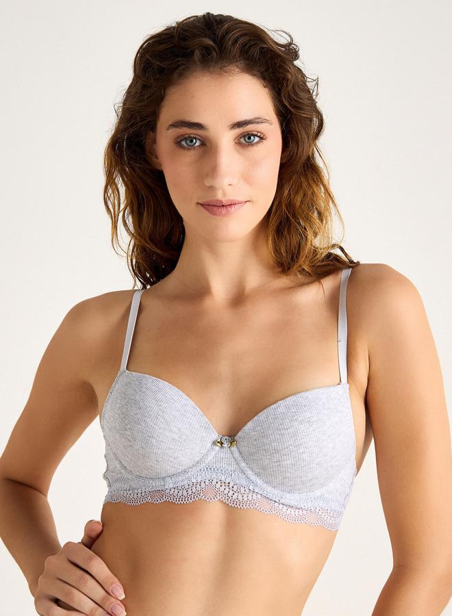 Splash FAV Set of 2 - Ribbed Push-Up Bra with Lace Trim - Image 2
