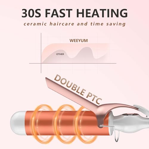 WEEYUM Large Curling Iron 2 Inch Barrel, Long Barrel Curling Wand for Hair, Ceramic Tourmaline Hair Styling Tool, Double Voltage, White - Image 5