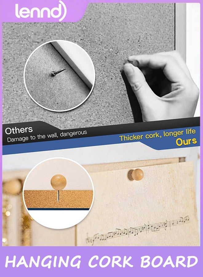 لينند لوحة الفلين مع الكتان الأبيض، لوحة الإعلانات المعلقة للوحة الرسائل في المكتب والمنزل والمدرسة أو لوحة الرؤية. - Image 2