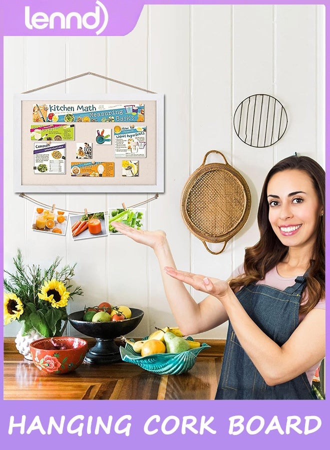 لينند لوحة الفلين مع الكتان الأبيض، لوحة الإعلانات المعلقة للوحة الرسائل في المكتب والمنزل والمدرسة أو لوحة الرؤية. - Image 5