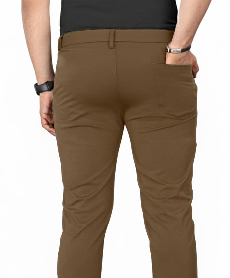 Mehrang Men's Slim Fit Casual Mid Rise Trousers, Cotton Blend, Side Pockets || Classic Slim Fit Chino Pants || Business Casual Dress Trousers (in, Alpha, M, Regular, Khaki) - Image 2