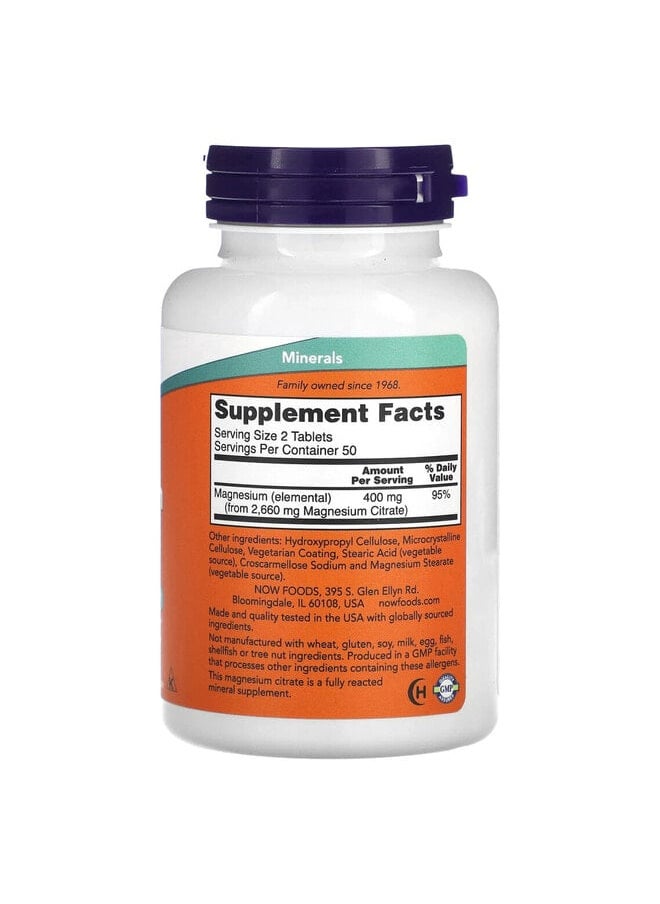 now Magnesium Citrate, 200 mg, 100 Tablets  - Image 2