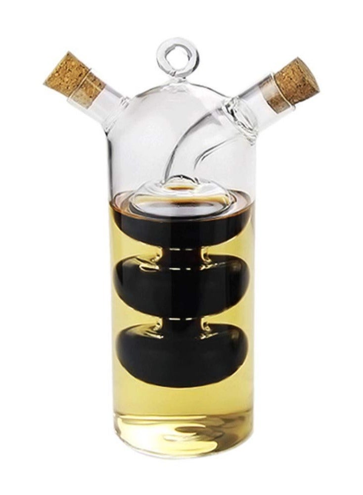 Barakah Olive Oil and Vinegar Dispenser Cruet Bottles, 2 in 1 Transparent Glass Oil Bottle, Dual Glass Oil Dispenser Bottles for Kitchen Cooking Container - Image 1