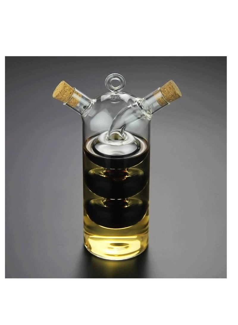 Barakah Olive Oil and Vinegar Dispenser Cruet Bottles, 2 in 1 Transparent Glass Oil Bottle, Dual Glass Oil Dispenser Bottles for Kitchen Cooking Container - Image 2