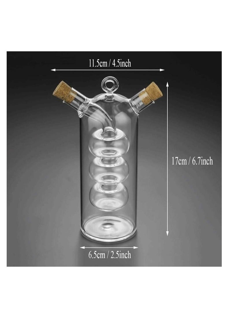 Barakah Olive Oil and Vinegar Dispenser Cruet Bottles, 2 in 1 Transparent Glass Oil Bottle, Dual Glass Oil Dispenser Bottles for Kitchen Cooking Container - Image 3