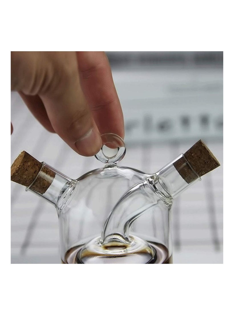 Barakah Olive Oil and Vinegar Dispenser Cruet Bottles, 2 in 1 Transparent Glass Oil Bottle, Dual Glass Oil Dispenser Bottles for Kitchen Cooking Container - Image 5